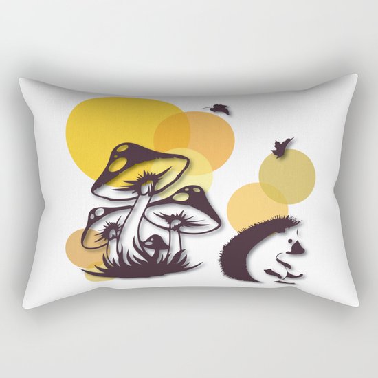 Mushroom And Hedgehog No. 3 Rectangular Pillow