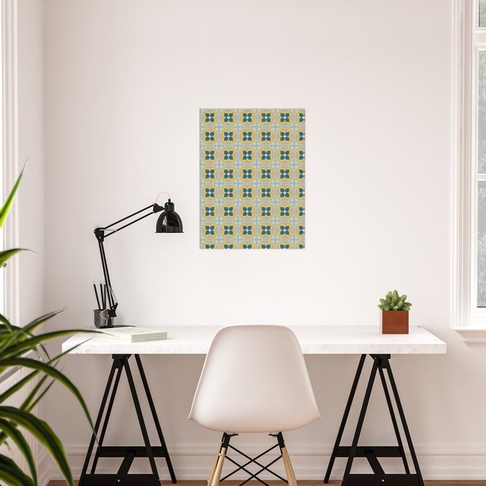 Olive Green Tiles Pattern Portuguese Patchwork Moss Rust Blue Tiles Home Decor Poster By Lubo Society6