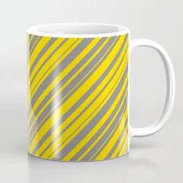 [ Thumbnail: Gray & Yellow Colored Lined Pattern Coffee Mug ]