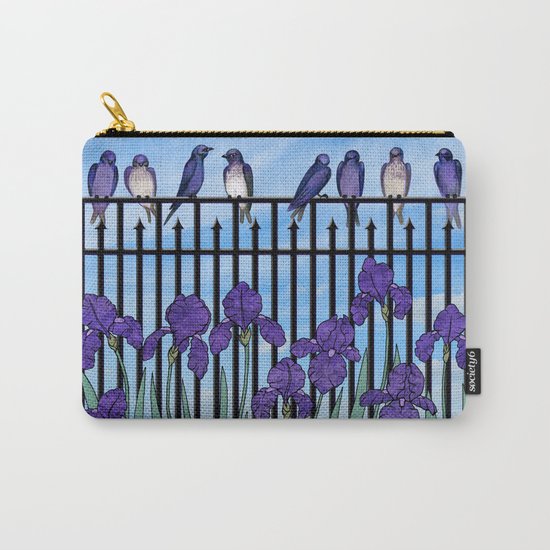 purple martins & purple irises Carry-All Pouch