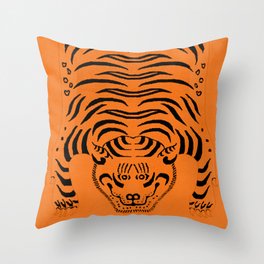Retro Orange Tiger Throw Pillow