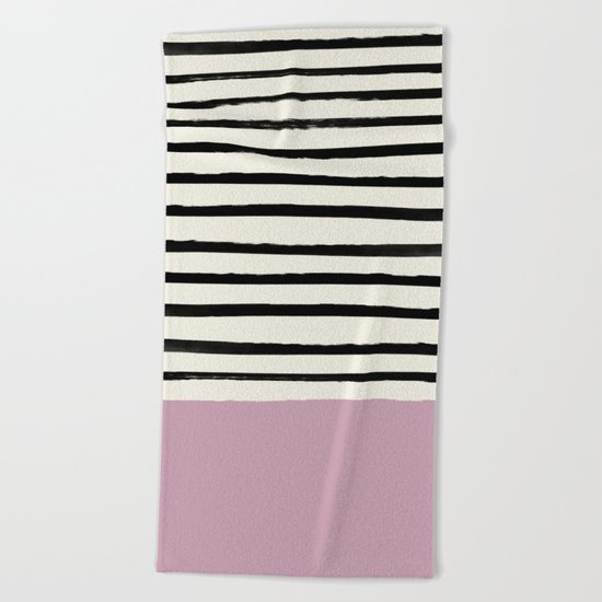 Dusty Rose & Stripes Beach Towel