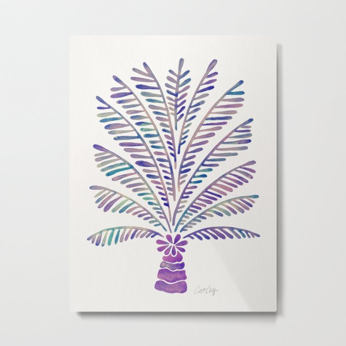 Palm Tree – Indigo Palette Metal Print