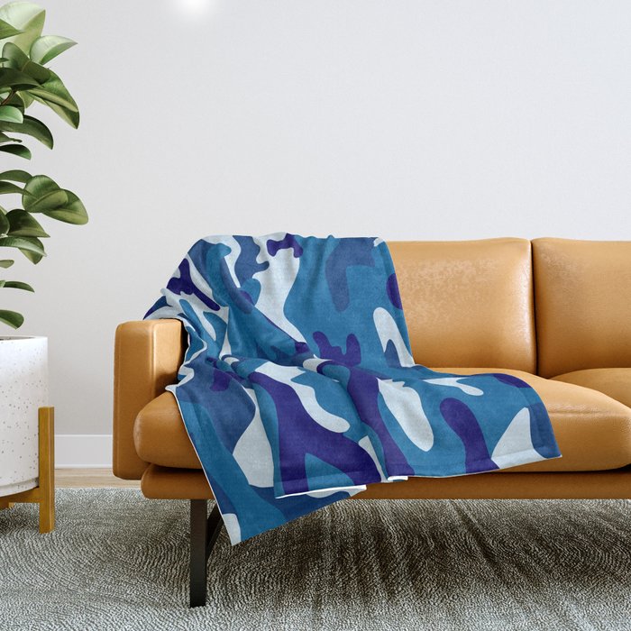 Camouflage Pattern Blue Colours Throw Blanket