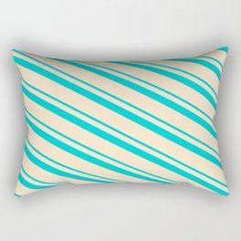 [ Thumbnail: Dark Turquoise & Bisque Colored Stripes Pattern Rectangular Pillow ]