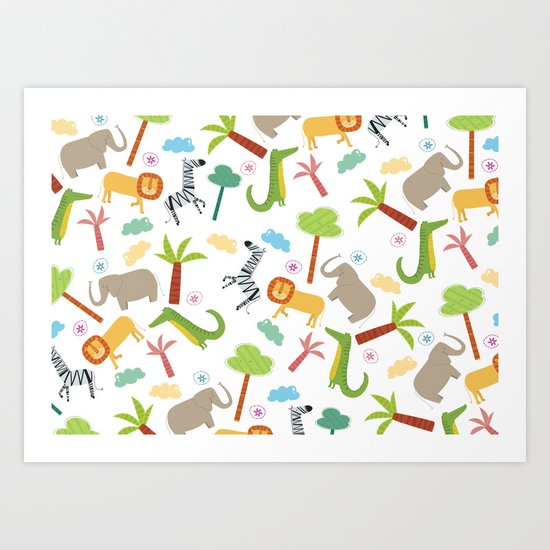 A HAPPY DAY IN JUNGLE Art Print