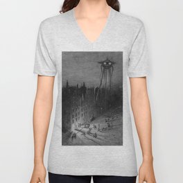 Scenes in Regent Street and Piccadilly - War of the Worlds vintage poster by  Henrique Alvim Corrêa  V Neck T Shirt