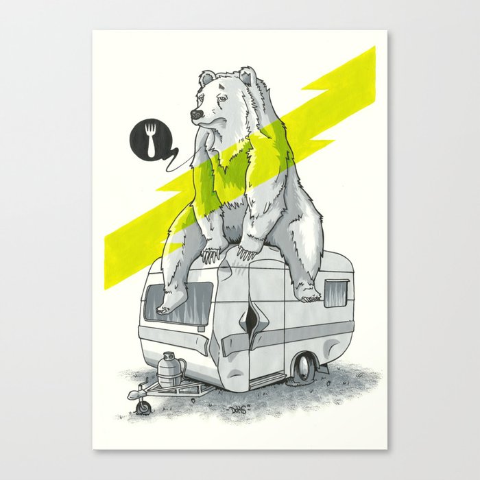 Camping Bear Canvas Print