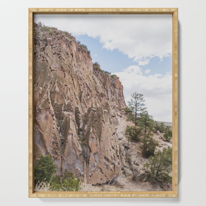 The Cliffs of Bandelier - New Mexico Photography Serving Tray