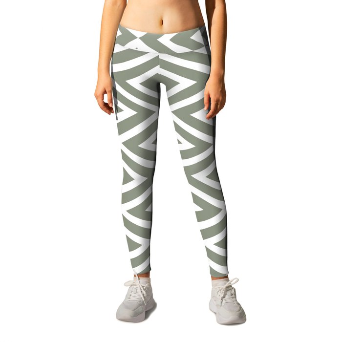 Green and White Diamond Shape Tile Pattern 2 Pairs BH and G 2022 Color of the Year Laurel Leaf Leggings