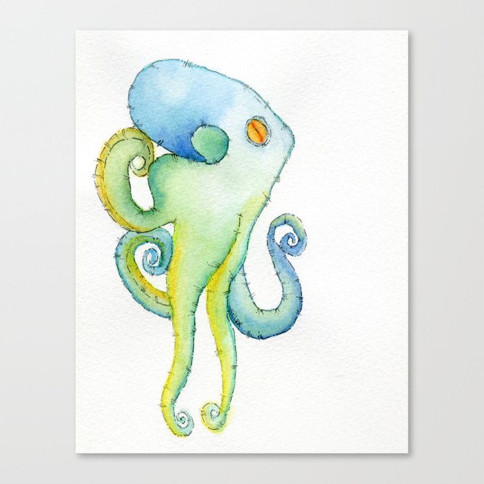 Green Octopus Canvas Print