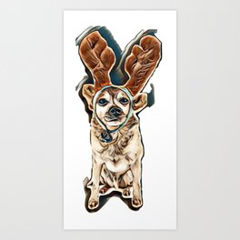 a cute chihuahua dressed up for christmas        - Image Art Print | Chihuahua, Antlersbackground, Antlers, Celebration, Celebrate, Christmas, Drawing, Deer, Clothes, Breed 