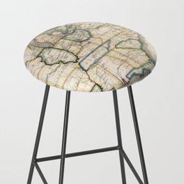 United States-Telegraph stations-1853 vintage pictorial map Bar Stool