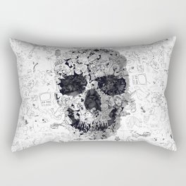 Doodle Skull BW Rectangular Pillow