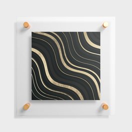 Geometrical abstract black gold wavy lines Floating Acrylic Print