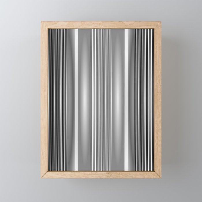 Gray gradient lines Framed Mini Art Print