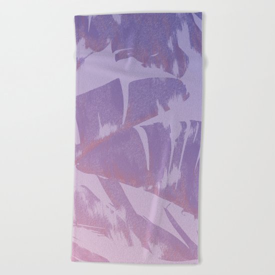 Tropical Sunset Banana Leaves Design Beach Towel