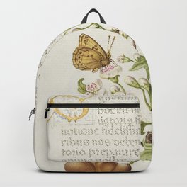 Vintage calligraphic art with green plants Backpack