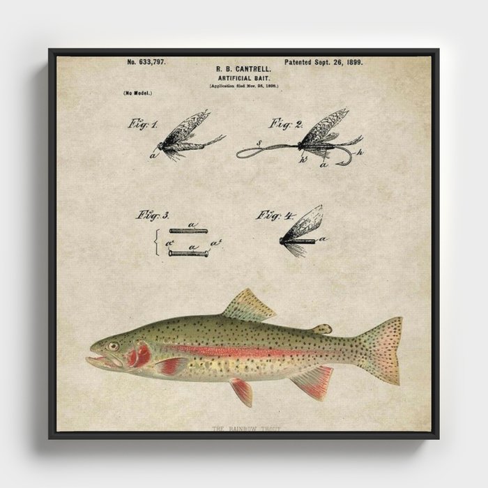 Vintage Rainbow Trout Fly Fishing Lure Patent Game Fish