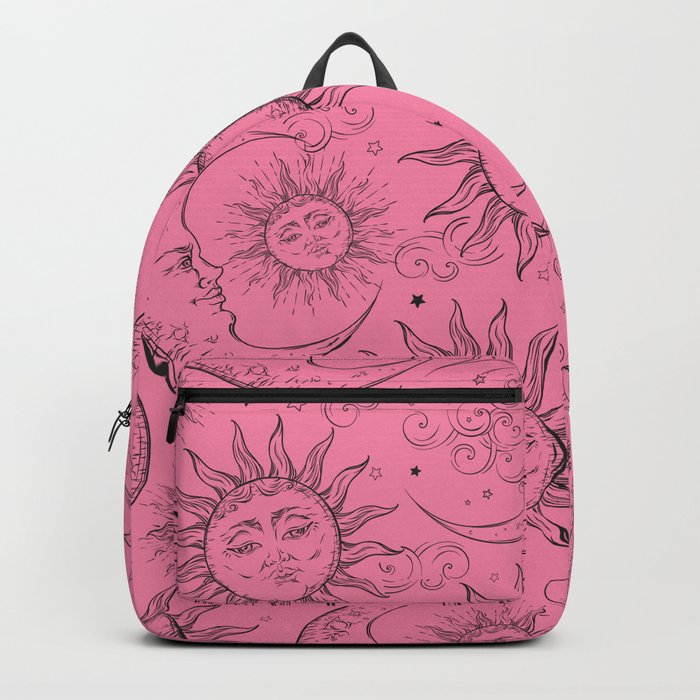 Pink Magic Celestial Sun Moon Stars Backpack