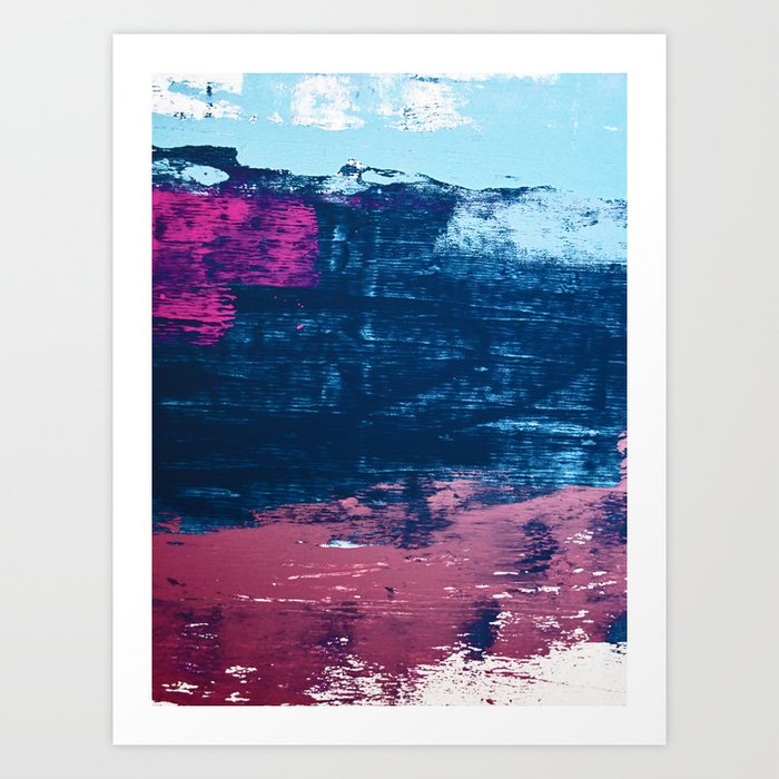 Early Bird 2 A Vibrant Minimal Abstract Piece In Blues And Pink By Alyssa Hamilton Art Art Print By Blushingbrushstudio