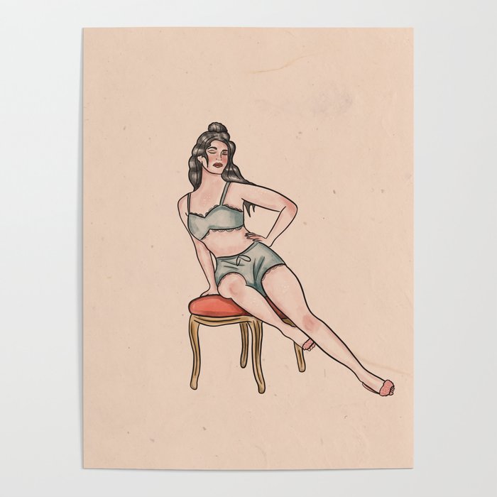 LOUNGING LADY PINUP GRIL Poster