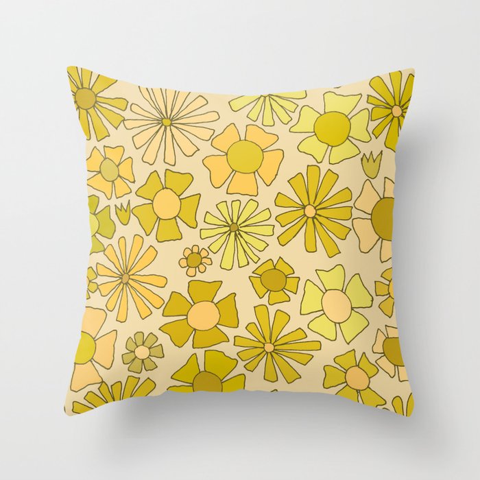 flower power // retro flower pattern by surfy birdy Throw Pillow