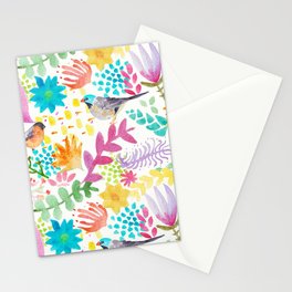 Watercolor Birds and Flowers Stationery Cards