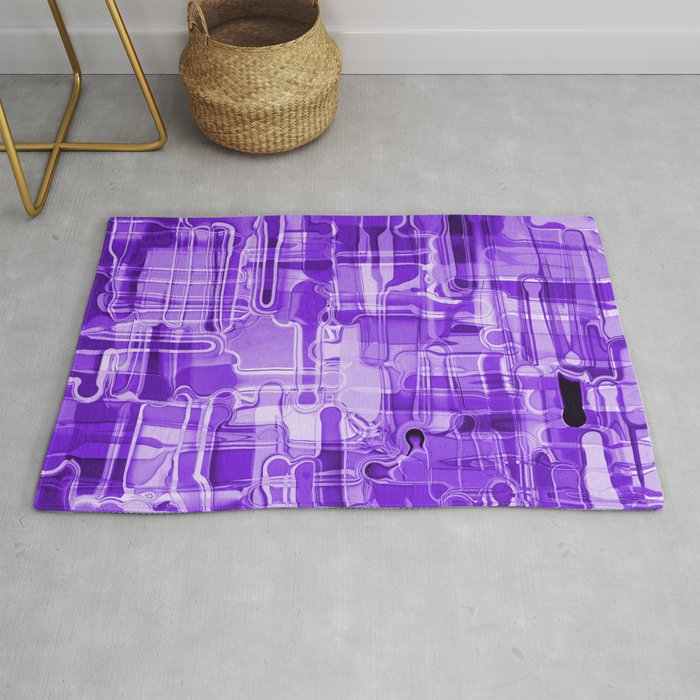 Modern Abstract Digital Paint Strokes in Grape Purple Rug