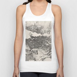 Canada, Vancouver Map - Black & White Unisex Tank Top