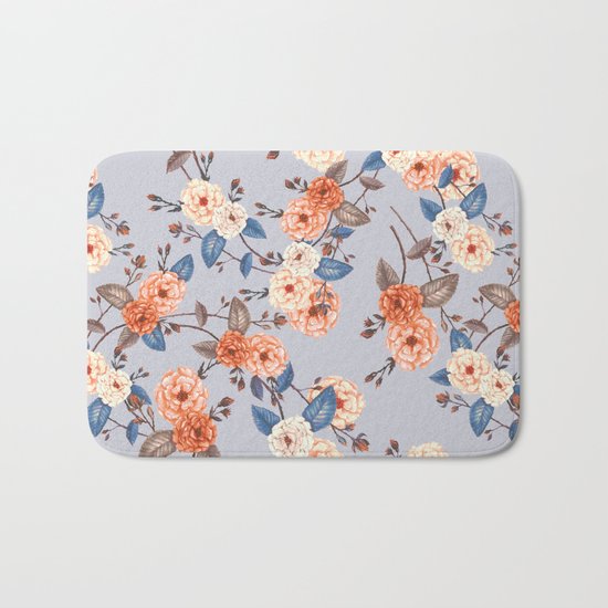 Roses, Auburn and Dove Grey Bath Mat