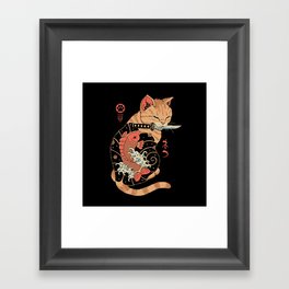 Carp Tattooed Cat Framed Art Print