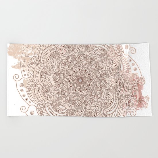 Round ornament Beach Towel
