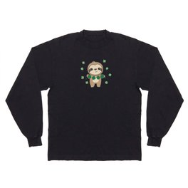 Sloth With Shamrocks Cute Animals For Luck Long Sleeve T-shirt