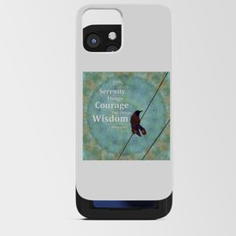 Serenity Prayer Art With Black Bird and Blue Mandala iPhone Card Case