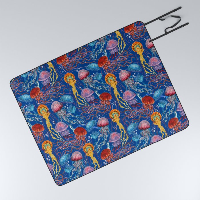 Jellyfish Collection - blue Picnic Blanket