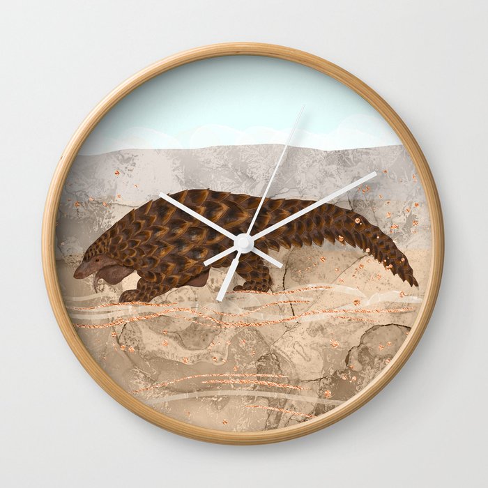 Pangolin in the Desert  Wall Clock