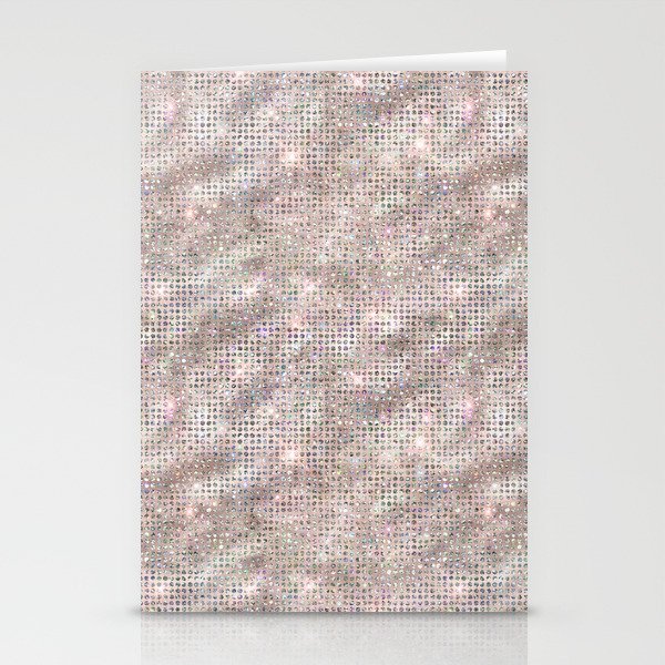 Pink Silver Diamond Studded Glam Pattern Stationery Cards