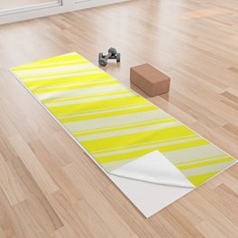 [ Thumbnail: Yellow and Light Yellow Colored Lines/Stripes Pattern Yoga Towel ]