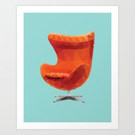 Orange Arne Jacobsen's Egg Chair Polygon Art Art Print