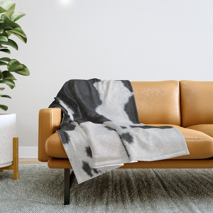 Black Cowhide Spots (x 2021) Throw Blanket
