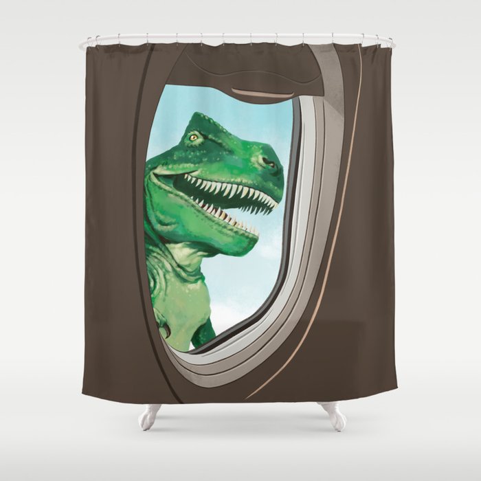 Hello! T-Rex Shower Curtain