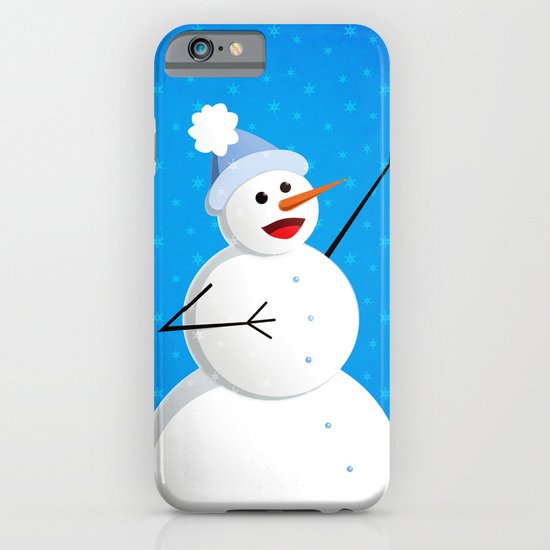 Blue Happy Singing Snowman iPhone & iPod Case