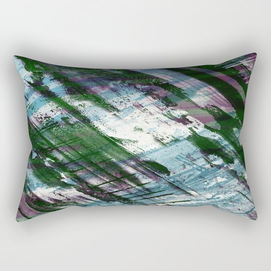 Escape! - Green, purple and cyan metallic abstract art Rectangular Pillow