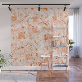 orange tropical leaves pattern Wall Mural