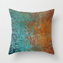 Vintage Teal and Copper Rust Throw Pillow