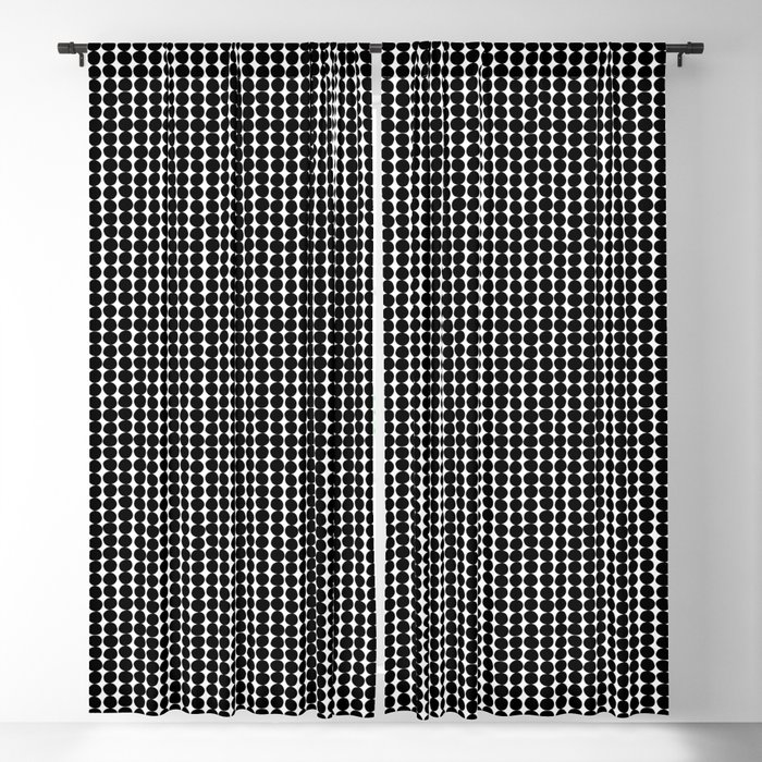 Midcentury Modern Dots Black and White Blackout Curtain