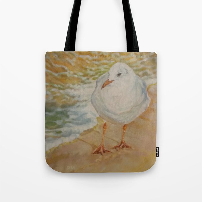 Seagull on the shoreline Tote Bag