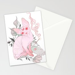 Incense Sphynx Cat │Neo Traditional│Pink Stationery Cards