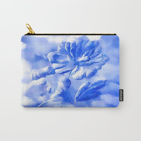 Cyan Painterly Flower Abstract Carry-All Pouch